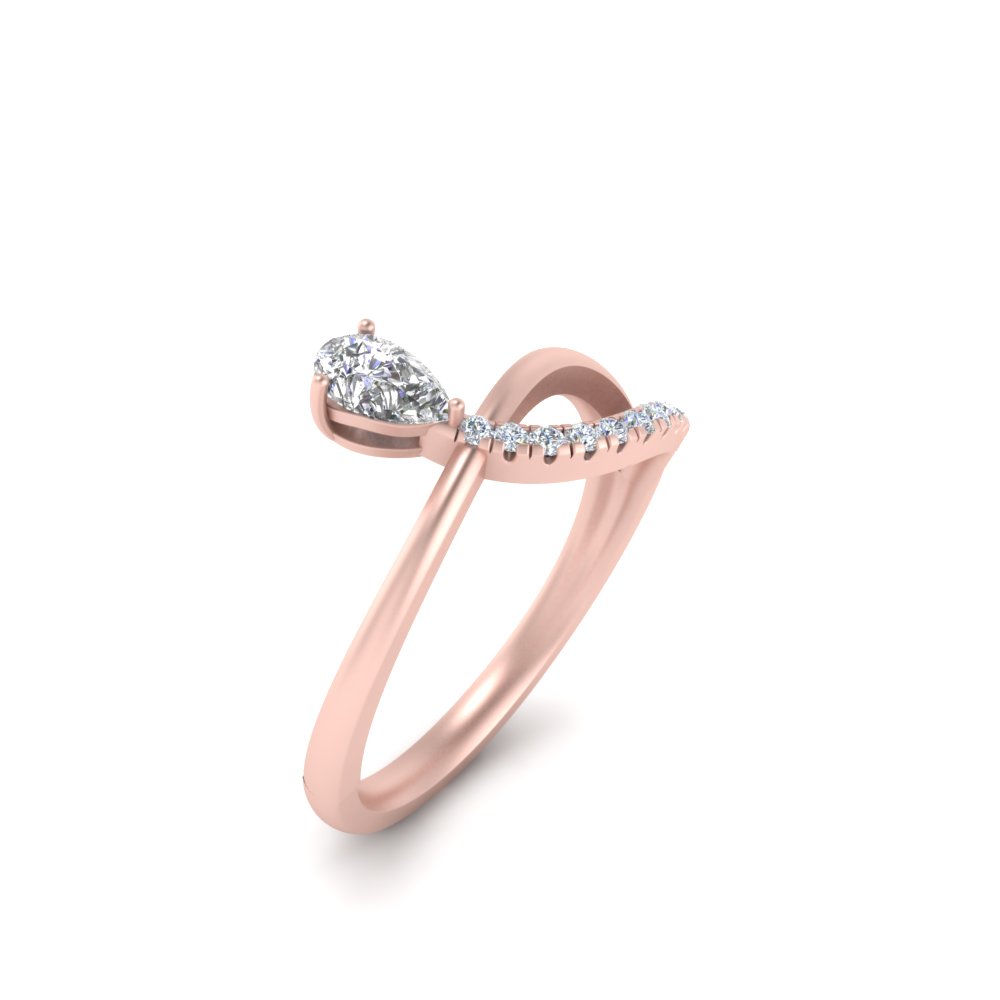  Pear Shaped Twisted Ring with White Diamond 14K Rose Gold